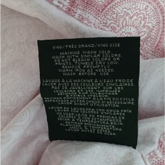 Ralph Lauren RLL Red White Paisley Medallion King Sheet Set Cotton Flaw - Picture 11 of 12